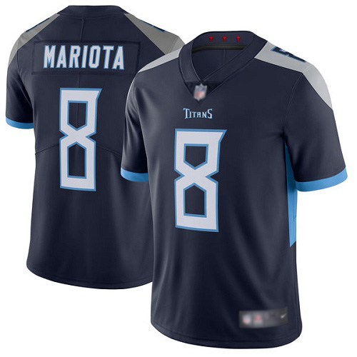 Tennessee Titans Limited Navy Blue Men Marcus Mariota Home Jersey NFL Football #8 Vapor Untouchable